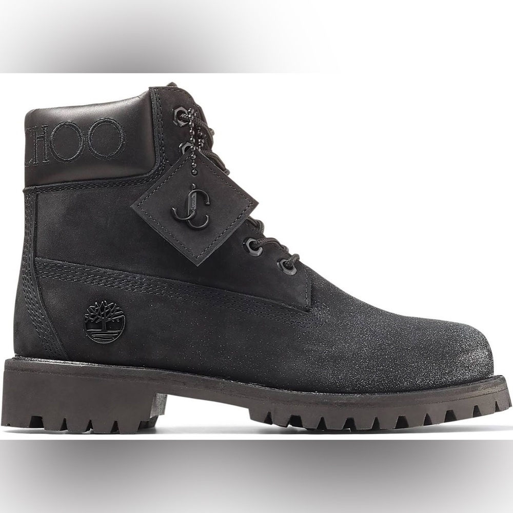 Jimmy choo timberland black glitter boots